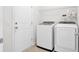 A bright laundry room features modern washer and dryer with wire shelving and a white door at 222 Hayworth Rd, Summerville, SC 29486