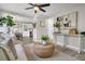 Open-concept living room blending seamlessly with the dining area and modern decor at 3484 Johan Blvd, Johns Island, SC 29455