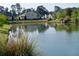 Scenic view of a tranquil pond surrounded by lush landscaping and charming homes, perfect for serene living at 41 Regency Oaks Dr, Summerville, SC 29485