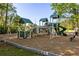 Community playground with slides, swings, and climbing structures on a wood chip safety surface for residents to enjoy at 540 Castle Hall Rd, Mount Pleasant, SC 29464