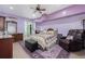 Spacious bedroom featuring stylish furnishings, carpet flooring, and ceiling fan at 6440 St Anthony Dr, Hollywood, SC 29449