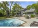 Relaxing backyard with a private pool, patio furniture, and a lush green lawn at 739 Wildwood Rd, Charleston, SC 29412