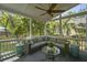 This screened porch includes comfortable seating and a clear view of lush landscaping at 739 Wildwood Rd, Charleston, SC 29412