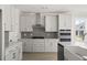 Modern kitchen featuring white cabinets, stainless steel appliances, and stylish gray backsplash at 755 Maynard Ln, Summerville, SC 29486