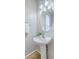 Cozy powder room with a pedestal sink, oval mirror, and wood-look flooring at 83 Creekside Dr, Summerville, SC 29485