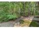 View of lush backyard with mature trees and a concrete patio at 9471 Netted Charm Ct, Ladson, SC 29456