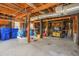 Unfinished basement offering ample storage, a work area and open wood beams at 1214 Tabby Dr, Folly Beach, SC 29439