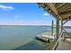 Relaxing dock with covered bench seating, offering panoramic waterfront views and a tranquil atmosphere at 1214 Tabby Dr, Folly Beach, SC 29439