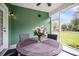 Cozy screened-in porch with a round table and comfortable seating, perfect for enjoying outdoor relaxation at 123 Mcdonald Ct, Summerville, SC 29485