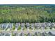 An aerial view displays the neighborhood's well-manicured lawns and mature landscaping near the treeline at 134 Longford Dr, Summerville, SC 29483