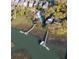 Overhead view of neighborhood waterfront homes with private docks on tidal creek at 1470 Eutaw Battalion Dr, Charleston, SC 29412