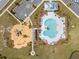Stunning aerial view of the community pool and playground at 153 Lucca Dr, Summerville, SC 29486