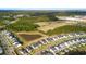 Aerial view of new homes, retention pond, common area, and baseball and sports fields at 154 Helena Park Dr, Summerville, SC 29486
