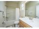Clean bathroom featuring a shower-tub combo with vanity and mirror at 1623 Adventure Xing # 109, Mount Pleasant, SC 29466