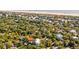 Aerial view of a beach neighborhood featuring cozy homes nestled amongst lush green trees near the ocean at 248 Forest Trail, Isle of Palms, SC 29451