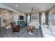 Bright living room featuring wood floors, comfortable seating, and modern ceiling fan at 249 Oak View Way, Summerville, SC 29483