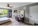 Bedroom with ceiling fan, carpet, and desk area with mirror at 3374 Dunwick Dr, Johns Island, SC 29455