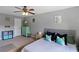 Bedroom featuring carpet, ceiling fan, and a brightly painted chest of drawers at 3374 Dunwick Dr, Johns Island, SC 29455