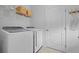 Clean laundry room featuring a washer, dryer, wire shelving, and a white door at 341 Matuskovic Dr, Charleston, SC 29414