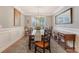 Charming dining room boasts modern light fixture, decorative mirror and seating for eight at 347 Prestwick Ct, Summerville, SC 29483