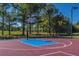 Outdoor basketball court with a net and backboard, set within a scenic wooded neighborhood at 4407 Wild Thicket Ln, North Charleston, SC 29420