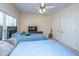 Bedroom with two twin beds, ceiling fan, television, and doors at 4407 Wild Thicket Ln, North Charleston, SC 29420