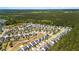 Beautiful aerial view of a new residential community surrounded by a lush green forest and a pond at 476 Foxbank Plantation Blvd, Moncks Corner, SC 29461
