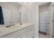 Well-lit bathroom featuring a spacious vanity, a large mirror, and a shower with a curtain at 500 W Respite Ln, Summerville, SC 29483