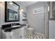 Charming bathroom featuring a black and white tile, modern vanity, and walk-in shower at 798 Rutledge Ave, Charleston, SC 29403