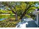 Tranquil view from the back deck overlooks lush greenery and a serene pond at 1006 Wayfarer Ln, Charleston, SC 29412