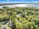 Breathtaking aerial view of a property enveloped by lush trees, with a sparkling lake in the distance, offering serene living at 103 Bush Dr, Bonneau, SC 29431