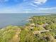 Stunning aerial view showcasing a waterfront property surrounded by lush greenery, offering scenic views at 103 Bush Dr, Bonneau, SC 29431
