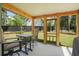 Inviting screened porch featuring outdoor seating, a grassy yard, and a view of the modern home at 1325 Wannamaker Ave, Summerville, SC 29485