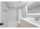 Bright bathroom with white subway tile shower, modern vanity, and neutral tones at 1342 Pelican Watch Villas, Seabrook Island, SC 29455