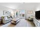 Bright living room with vaulted ceilings, sliding glass doors to a balcony, and comfortable furnishings at 1342 Pelican Watch Villas, Seabrook Island, SC 29455