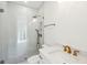 Modern bathroom featuring a glass-enclosed shower, stylish fixtures, and a sleek vanity at 1409 Lieben Rd, Mount Pleasant, SC 29466