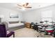 Versatile bedroom, perfect as a music room with a full drum set, sofa, and a ceiling fan at 149 Caleb Ct, Ladson, SC 29456