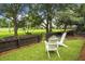 Charming backyard with Adirondack chairs, well-manicured lawn, and golf course views at 1603 Ventura Pl, Mount Pleasant, SC 29464