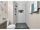 Modern bathroom showcases subway tile shower and elegant fixtures at 1628 Point Park Dr, Johns Island, SC 29455