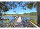 Scenic view from a wooden dock, bordered by trees, showcasing calm waters and marshland under a clear blue sky at 2037 Shell Ring Cir, Mount Pleasant, SC 29466