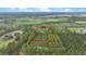 Overhead view outlining property lines, showcasing wooded area that provides serene privacy for home at 2080 Sniders Hwy, Walterboro, SC 29488
