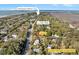 Aerial view shows the 0.33 acre lot and 0.4 mile walk to downtown at 2530 Jasper Blvd, Sullivans Island, SC 29482