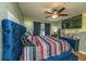 Main bedroom featuring a bed, ceiling fan, and hardwood floors at 3033 Kinswood Ln, Ladson, SC 29456