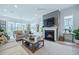 Bright living room featuring a fireplace, large windows, and comfortable seating with view of the outdoors at 332 Fish Creek Ct, Summerville, SC 29486