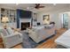 Cozy living room featuring a fireplace, built-in shelving, comfortable seating, and natural light at 3424 Henrietta Hartford Rd, Mount Pleasant, SC 29466