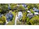 This aerial view shows a home surrounded by green lawns and trees, nestled within a vibrant neighborhood at 3683 Nassas St, Mount Pleasant, SC 29466