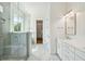 Luxurious bathroom featuring a glass shower, double vanity, and modern finishes at 3683 Nassas St, Mount Pleasant, SC 29466