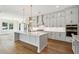 Modern kitchen with gray cabinets, stainless steel appliances, and a central island with pendant lighting at 3683 Nassas St, Mount Pleasant, SC 29466