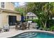 Backyard patio with outdoor kitchen, dining set, and swimming pool at 44 Savage St, Charleston, SC 29401