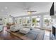 Spacious living room featuring a plush white sectional, large windows, and scenic water views at 478 Commonwealth Rd, Mount Pleasant, SC 29466